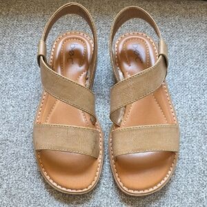 b.o.c. Beige Cross-Strap Sandals